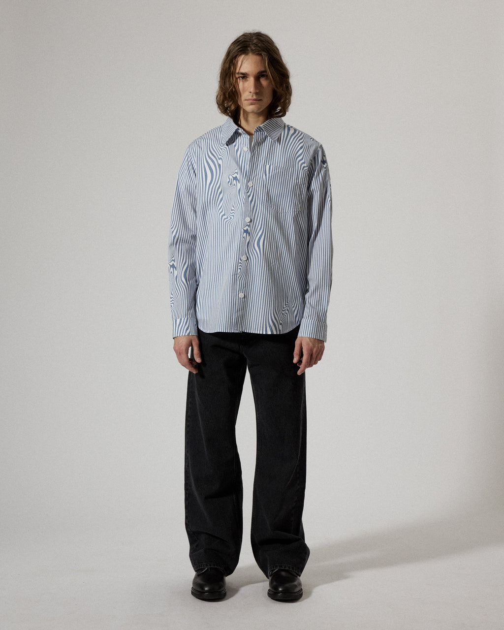 Lawrence Blue Glitch Stripe