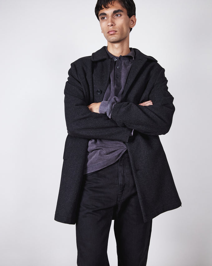 T-Coat Wool Black Melange